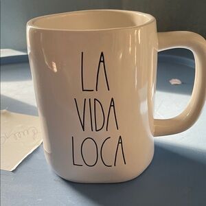 * Rae Dunn White Ceramic Mug with Black 'LA VIDA LOCA' Lettering